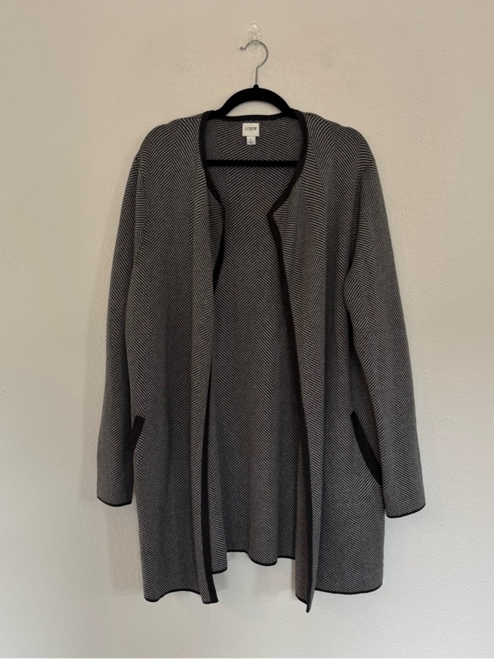 J. Crew Vanessa Sweater Jacket Herringbone Grey